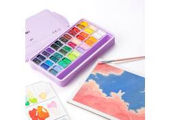 Gouache HIMI Twin cups 36 kleuren 12gr opbergbox lila