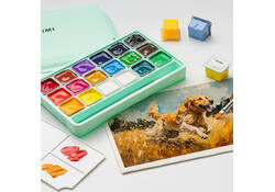 Gouache HIMI 18 kleuren 30gr opbergbox groen