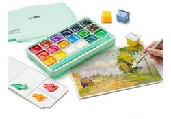Gouache HIMI 18 kleuren 30gr opbergbox groen