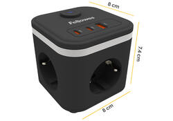 Stekkerblok Fellowes Power Cube F 3vdg 1xUSB A 2xUSB C 2 meter zwart