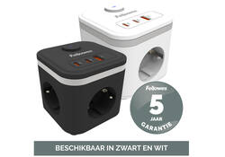 Stekkerblok Fellowes Power Cube F 3vdg 1xUSB A 2xUSB C 2 meter zwart