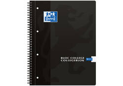 Collegeblok Oxford A4+ ruit 5x5mm 4-gaats 180 pagina's 80gr zwart