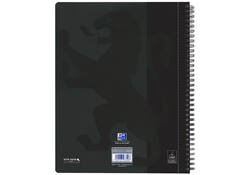 Collegeblok Oxford A4+ ruit 5x5mm 4-gaats 180 pagina's 80gr zwart