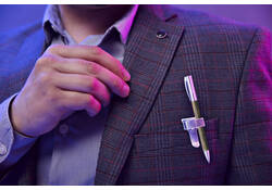 Penhouder Terry clip voor 2 pennen/potloden zilverkleurig