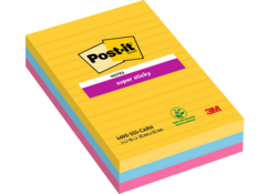 Memoblok Post-it 4690 Super Sticky 101x152mm lijn Rio