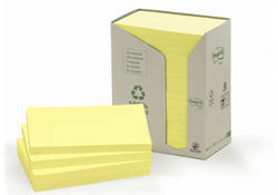 Memoblok Post-it 655 76x127mm recycled geel 16x100 vel