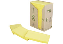 Memoblok Post-it 655 76x127mm recycled geel 16x100 vel