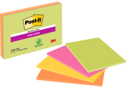 Memoblok Post-it 6445 Super Sticky 152x101mm assorti
