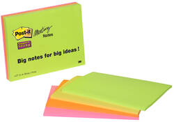 Memoblok Post-it 6845 Super Sticky 203x152mm assorti