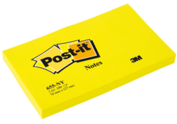 Memoblok Post-it 655 76x127mm 100 vel per blok neon geel