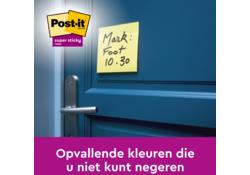 Memoblok Post-it 654 Super Sticky 76x76mm geel 14+2 gratis