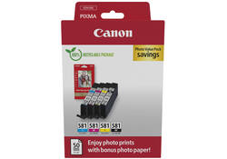 Inktcartridge Canon CLI-581 4 kleuren + 50vel fotopap 10x15cm