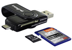 Kaartlezer Integral SD + Micro SD naar 3.1 USB-C USB-A