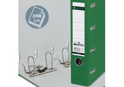 Giro-/bank ordner Leitz A4 met dubbele mechaniek 80mm PP groen