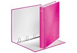 Ringband Leitz WOW A4 maxi 4-rings D-mechaniek 40mm roze