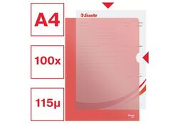 Insteekmap L-model Esselte standaard A4 0.11mm PP rood 100 stuks
