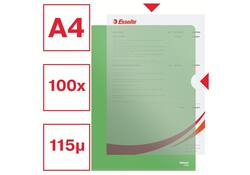 Insteekmap L-model Esselte standaard A4 0.11mm PP groen 100 stuks