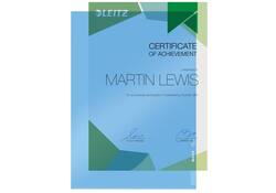 Insteekmap L-model Leitz Premium lasnaad copy safe 0.15mm PVC A4 blauw 100 stuks