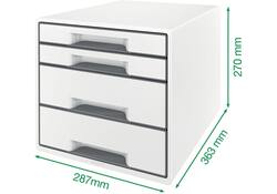 Ladenblok Leitz Wow Cube A4 maxi 4 laden wit/grijs