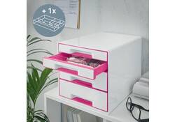 Ladenblok Leitz WOW 4 laden wit/roze