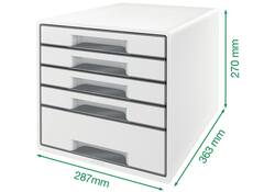 Ladenblok Leitz Wow Cube A4 maxi 5 laden wit/grijs
