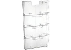 Folderhouder Europel 4x A4 wand liggend koppelbaar transparant
