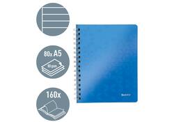 Notitieboek Leitz WOW A5 spiraal PP lijn blauw