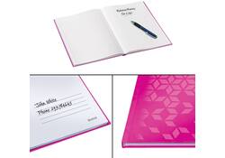 Notitieboek Leitz WOW A4 160blz 90gr lijn roze