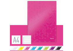 Notitieboek Leitz WOW A4 160blz 90gr lijn roze