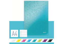 Notitieboek Leitz WOW A4 160blz 90gr lijn ijsblauw