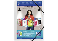 Elastomap Oxford Polyvision A4 met insteektas 3 kleppen PP transparant