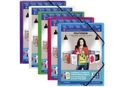 Elastomap Oxford Polyvision A4 met insteektas 3 kleppen PP transparant