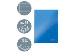 Notitieboek Leitz WOW A5 160blz 90gr lijn blauw