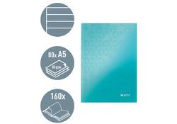 Notitieboek Leitz WOW A5 160blz 90gr lijn ijsblauw