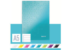 Notitieboek Leitz WOW A5 160blz 90gr lijn ijsblauw