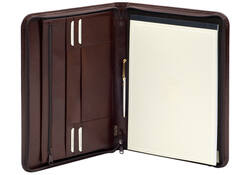 Schrijfmap van der Spek A4 + rits leer bruin