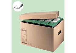 Archief- en transportdoos met deksel Leitz Premium 335x280x440mm natuurbruin