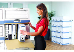 Archiefdoos Bankers Box System A4 150mm wit blauw
