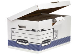 Archiefdoos Bankers Box System fold flip top maxi wit blauw