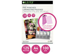 Lamineerhoes Leitz iLAM A4 met perforatieband 2x125micron EVA 100 stuks