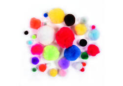 Pompon Folia 30 stuks diverse kleuren en afmetingen