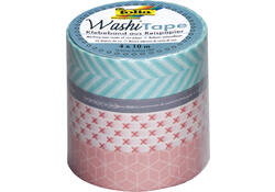 Washi tape Folia geometrisch 3x 15mmx10m 1x 5mmx10m