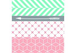 Washi tape Folia geometrisch 3x 15mmx10m 1x 5mmx10m
