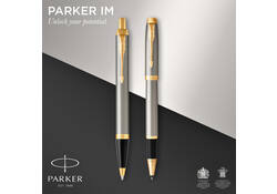 Balpen en Rollerpen Parker IM brushed metal GT medium