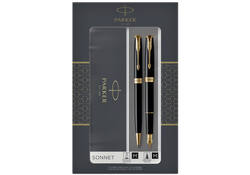 Balpen en vulpen Parker Sonnet black lacquer GT medium