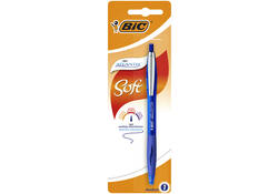 Balpen Bic Atlantis soft metalen clip clic medium blauw bister à 1 stuk