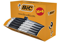 Balpen Bic Atlantis classic grip clic medium zwart valuepack 30+6 gratis