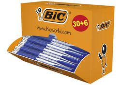 Balpen Bic Atlantis classic grip clic medium blauw valuepack 30+6 gratis