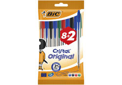 Balpen Bic Cristal medium assorti zakje à 8+2 gratis
