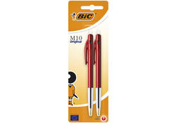 Balpen Bic M10 medium rood bister à 2 stuks